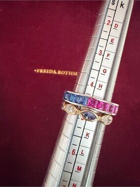 2 Multi-Color Freida Rothman Vault Eternity Band Stacking Rings - Size 5